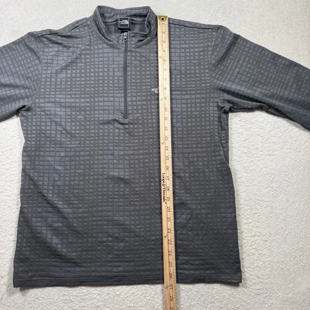 The North Face Pullover Mens Large Grey Excellent 1/4 Zip Geometric Grid Print